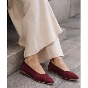 NWT STAUD Alba Suede Ballet in Pinot Wine Size 7